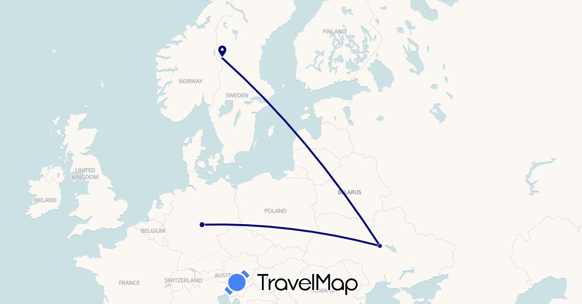 TravelMap itinerary: driving in Germany, Sweden, Ukraine (Europe)